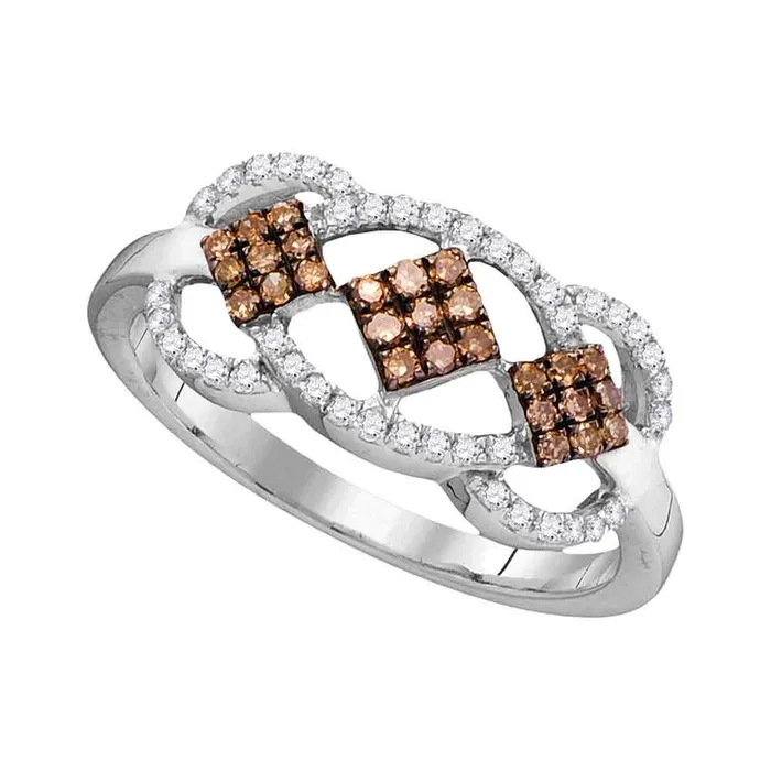 10kt White Gold Womens Round Brown Color Enhanced Diamond Cluster Ring 13 Cttw mayamila Rings 10kt White Gold Womens Round Brown Color Enhanced Diamond Cluster Ring 13 Cttw mayamila Rings