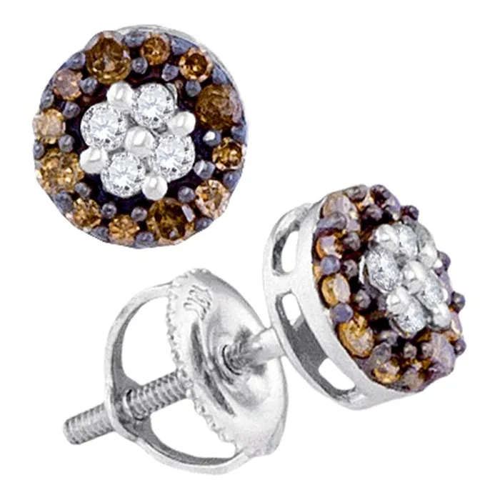 10kt White Gold Womens Round Cognacbrown Color Enhanced Diamond Cluster Stud Earrings 13 Cttw mayamila Earrings 10kt White Gold Womens Round Cognacbrown Color Enhanced Diamond Cluster Stud Earrings 13 Cttw mayamila Earrings