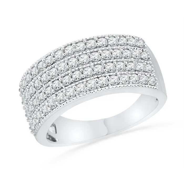 10kt White Gold Womens Round Diamond 4Row Symmetrical Band Ring 100 Cttw mayamila Rings 10kt White Gold Womens Round Diamond 4Row Symmetrical Band Ring 100 Cttw mayamila Rings