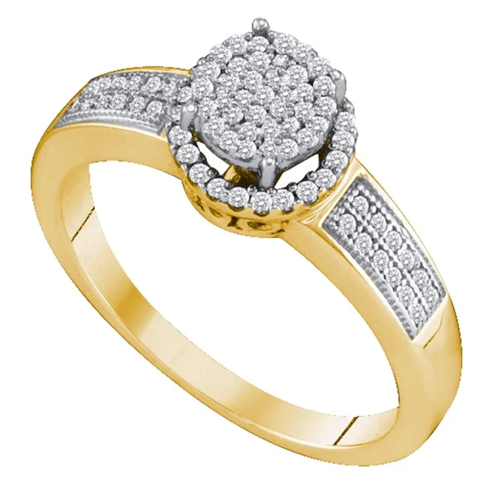 10kt Yellow Gold Womens Round Diamond Cluster Bridal Wedding Engagement Ring 14 Cttw mayamila Rings 10kt Yellow Gold Womens Round Diamond Cluster Bridal Wedding Engagement Ring 14 Cttw mayamila Rings