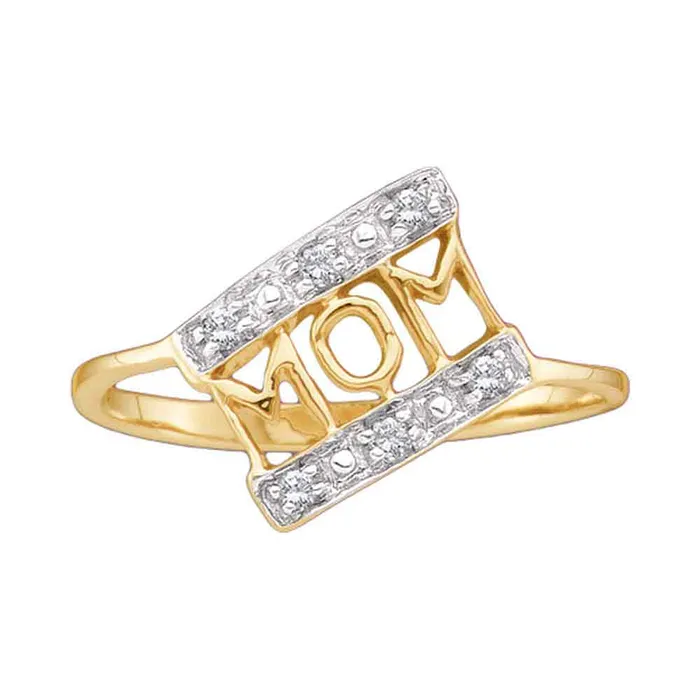 10kt Yellow Gold Womens Round Diamond Mom Mother Accent Ring 120 Cttw mayamila Rings 10kt Yellow Gold Womens Round Diamond Mom Mother Accent Ring 120 Cttw mayamila Rings