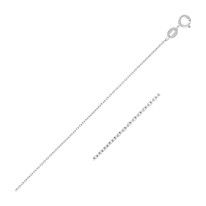 14k White Gold Oval Cable Link Chain 07mm MayaMila Necklaces