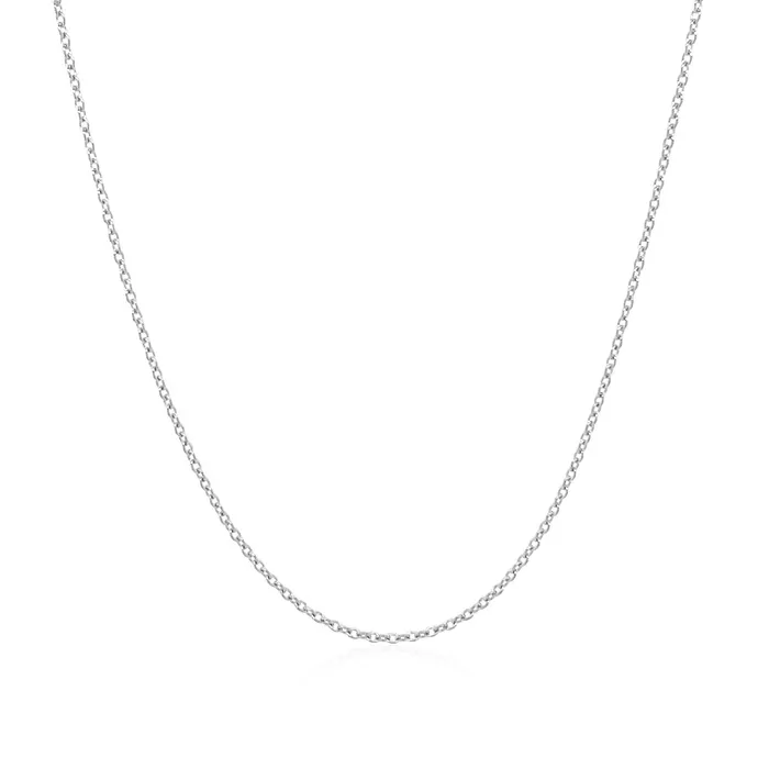 14k White Gold Oval Cable Link Chain 07mm MayaMila Necklaces