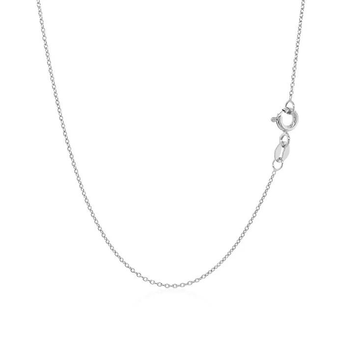 14k White Gold Oval Cable Link Chain 07mm MayaMila Necklaces