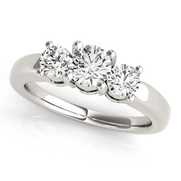 14k White Gold Timeless 3 Stone Round Diamond Engagement Ring 1 cttw MayaMila Rings