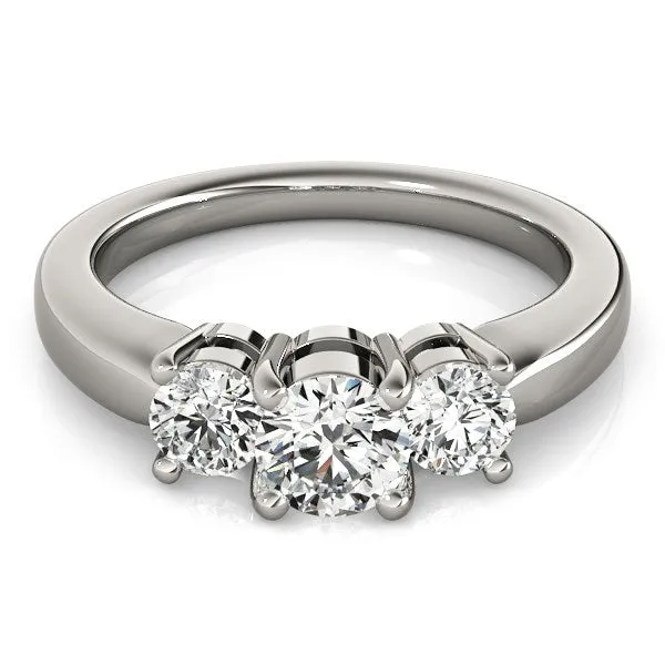 14k White Gold Timeless 3 Stone Round Diamond Engagement Ring 1 cttw MayaMila Rings