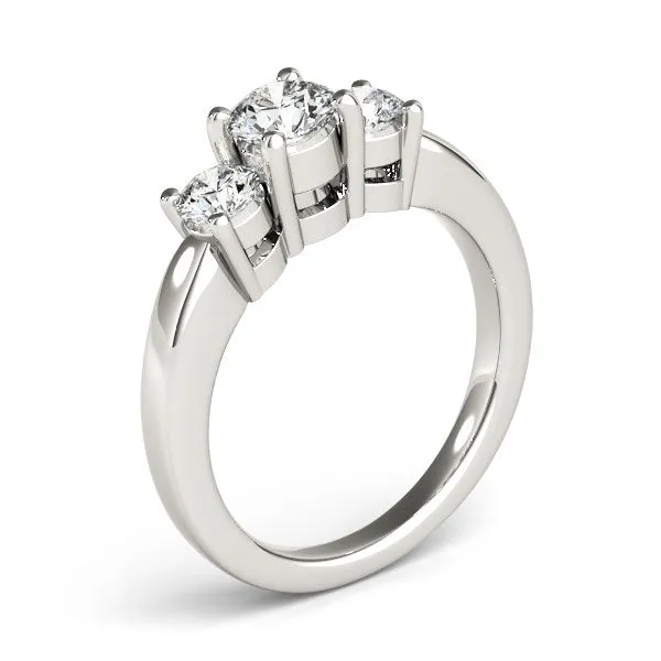 14k White Gold Timeless 3 Stone Round Diamond Engagement Ring 1 cttw MayaMila Rings