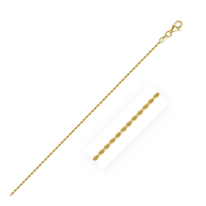 14k Yellow Gold Solid Diamond Cut Rope Chain 15mm MayaMila Necklaces