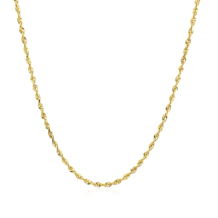14k Yellow Gold Solid Diamond Cut Rope Chain 15mm MayaMila Necklaces