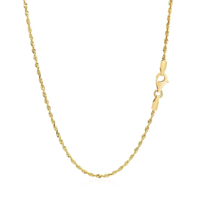 14k Yellow Gold Solid Diamond Cut Rope Chain 15mm MayaMila Necklaces