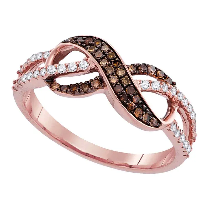 14kt Rose Gold Womens Round Cognacbrown Color Enhanced Diamond Infinity Ring 13 Cttw mayamila Rings 14kt Rose Gold Womens Round Cognacbrown Color Enhanced Diamond Infinity Ring 13 Cttw mayamila Rings