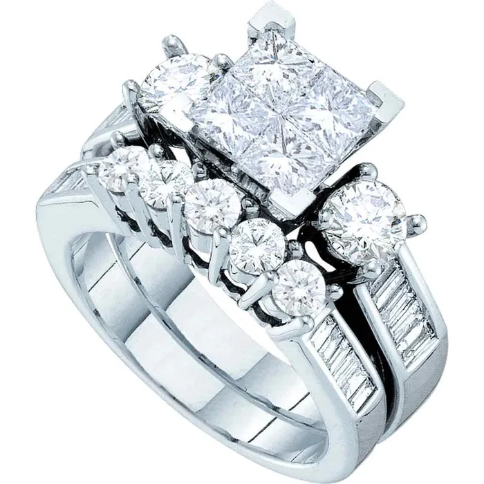 14kt White Gold Womens Princess Diamond Bridal Wedding Engagement Ring Band Set 112 Cttw mayamila Rings 14kt White Gold Womens Princess Diamond Bridal Wedding Engagement Ring Band Set 112 Cttw mayamila Rings