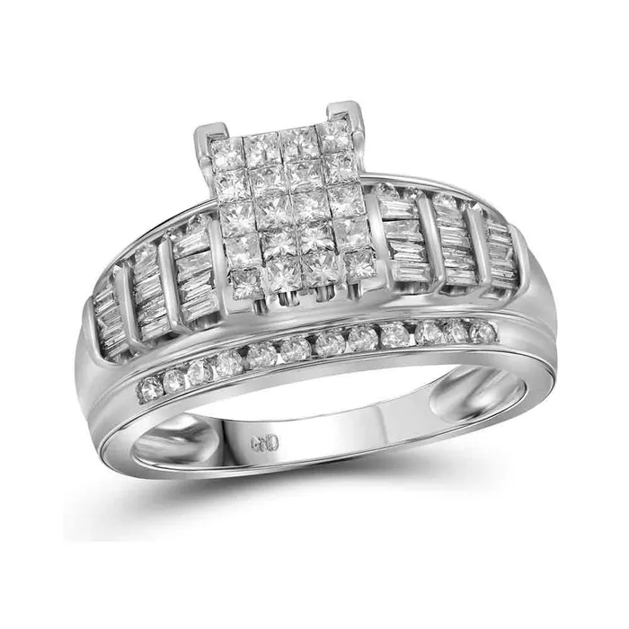 14kt White Gold Womens Princess Diamond Cluster Bridal Wedding Engagement Ring 100 Cttw Size 9 mayamila Rings 14kt White Gold Womens Princess Diamond Cluster Bridal Wedding Engagement Ring 100 Cttw Size 9 mayamila Rings