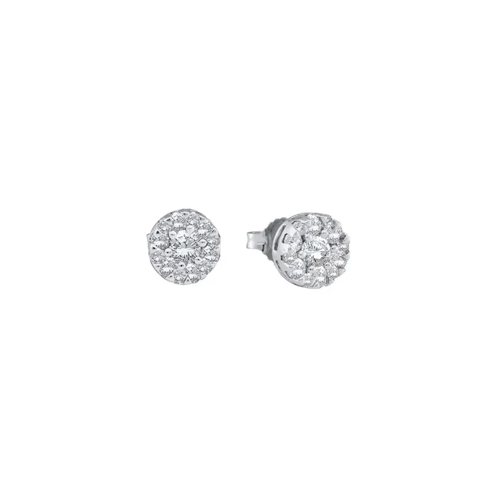 14kt White Gold Womens Round Diamond Flower Cluster Screwback Stud Earrings 14 Cttw mayamila Earrings