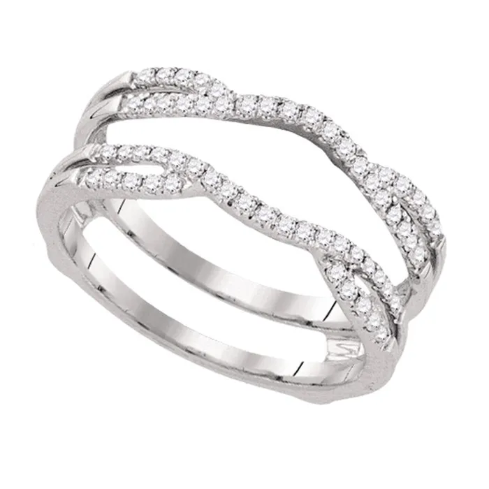 14kt White Gold Womens Round Diamond Wrap Ring Guard Enhancer Wedding Band 13 Cttw mayamila Rings