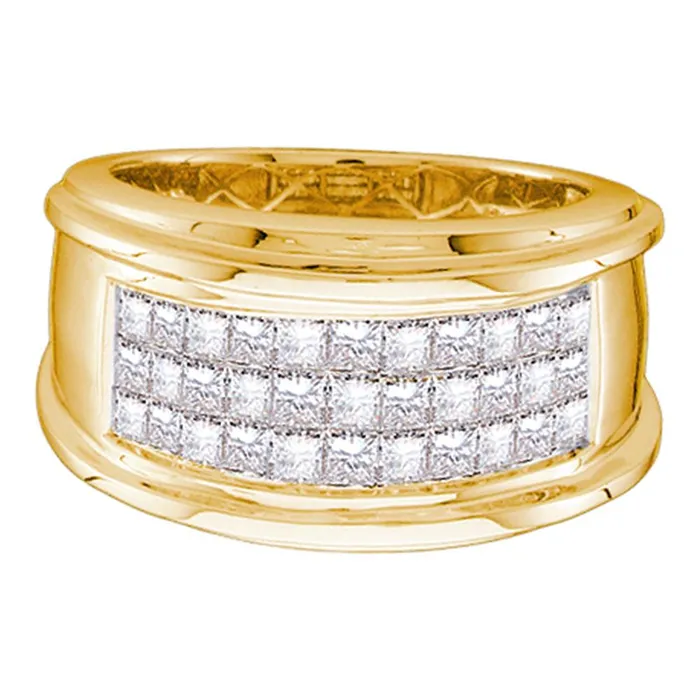 14kt Yellow Gold Mens Princess Diamond Comfort Wedding Anniversary Band Ring 12 Cttw mayamila Rings