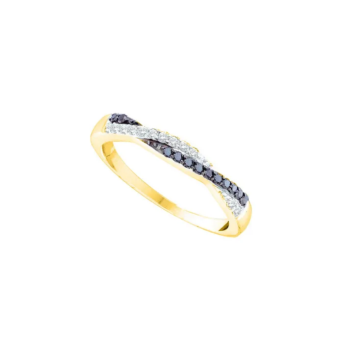 14kt Yellow Gold Womens Round Black Color Enhanced Diamond Slender Twist Band 14 Cttw mayamila Rings 14kt Yellow Gold Womens Round Black Color Enhanced Diamond Slender Twist Band 14 Cttw mayamila Rings