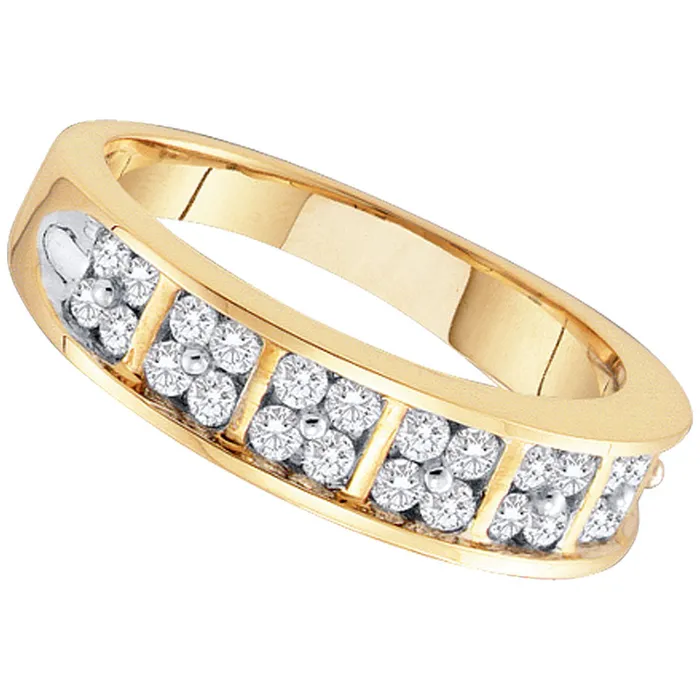 14kt Yellow Gold Womens Round Diamond Double Row Band Ring 12 Cttw mayamila Rings 14kt Yellow Gold Womens Round Diamond Double Row Band Ring 12 Cttw mayamila Rings