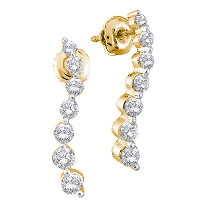 14kt Yellow Gold Womens Round Diamond Graduated Journey Screwback Earrings 12 Cttw mayamila Earrings 14kt Yellow Gold Womens Round Diamond Graduated Journey Screwback Earrings 12 Cttw mayamila Earrings