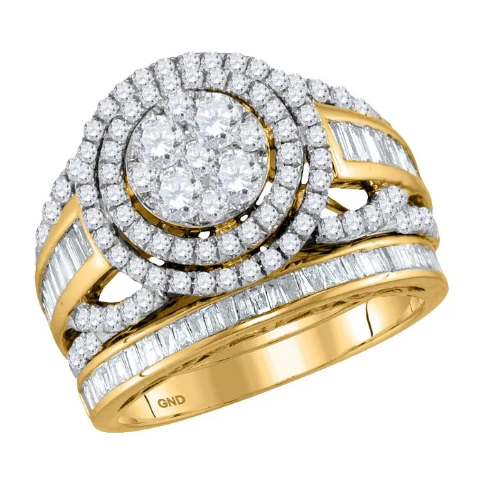 14kt Yellow Gold Womens Round Diamond Halo Bridal Wedding Engagement Ring Band Set 178 Cttw mayamila Rings 14kt Yellow Gold Womens Round Diamond Halo Bridal Wedding Engagement Ring Band Set 178 Cttw mayamila Rings