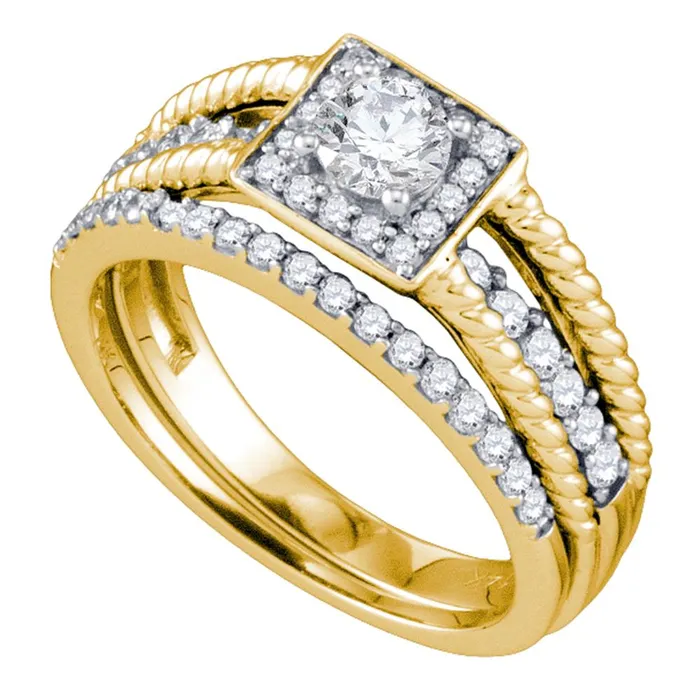 14kt Yellow Gold Womens Round Diamond Halo Bridal Wedding Engagement Ring Band Set 78 Cttw mayamila Rings 14kt Yellow Gold Womens Round Diamond Halo Bridal Wedding Engagement Ring Band Set 78 Cttw mayamila Rings