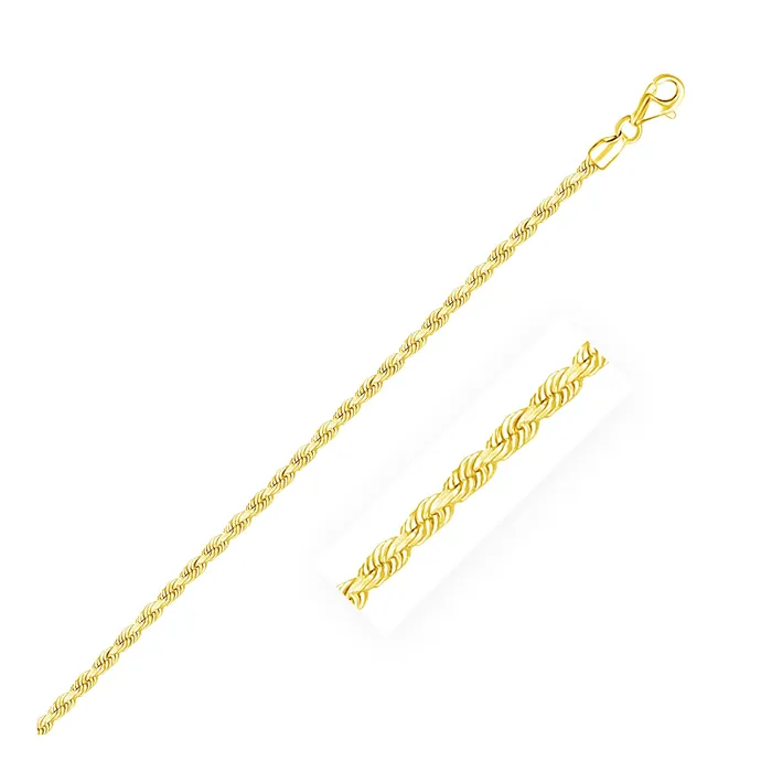 25mm 14k Yellow Gold Solid Diamond Cut Rope Bracelet MayaMila Bracelets