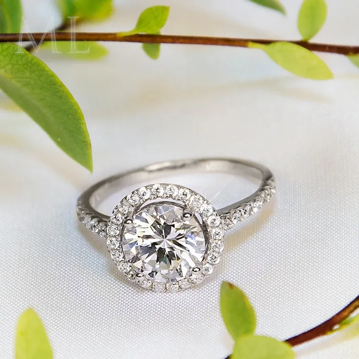 2 CT Carat Halo ROUND CUT Bridal Engagement RING White Gold Plated Size 59 mayamila Rings 2 CT Carat Halo ROUND CUT Bridal Engagement RING White Gold Plated Size 59 mayamila Rings