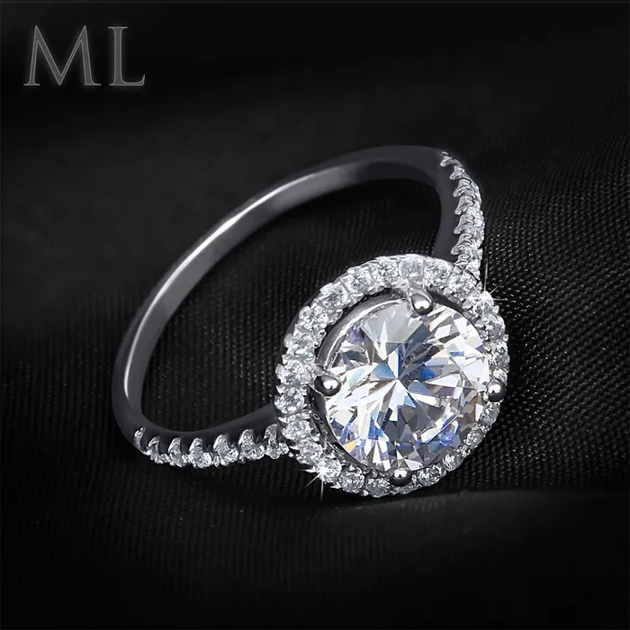 2 CT Carat Halo ROUND CUT Bridal Engagement RING White Gold Plated Size 59 mayamila Rings