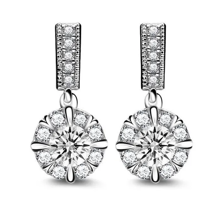 35CT Round Cut 925 Sterling Silver Drop Earrings Shineofidamond Earrings