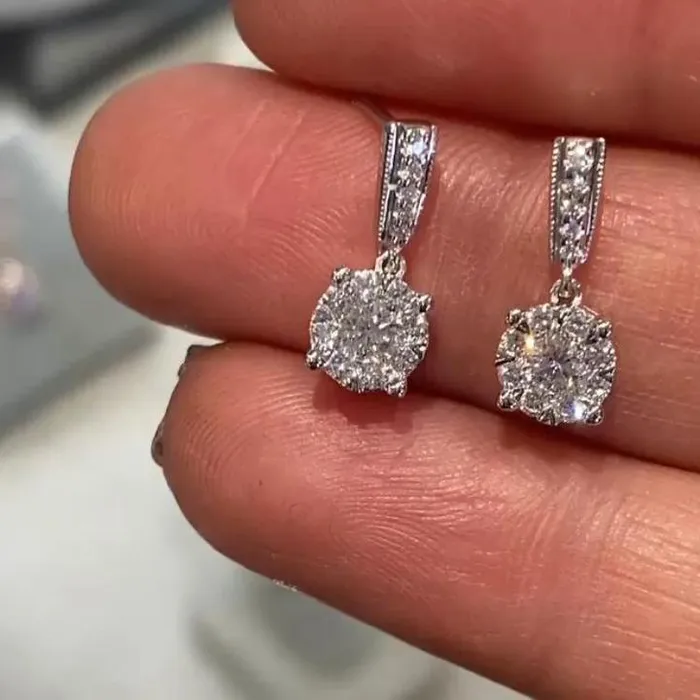 35CT Round Cut 925 Sterling Silver Drop Earrings Shineofidamond Earrings 35CT Round Cut 925 Sterling Silver Drop Earrings Shineofidamond Earrings
