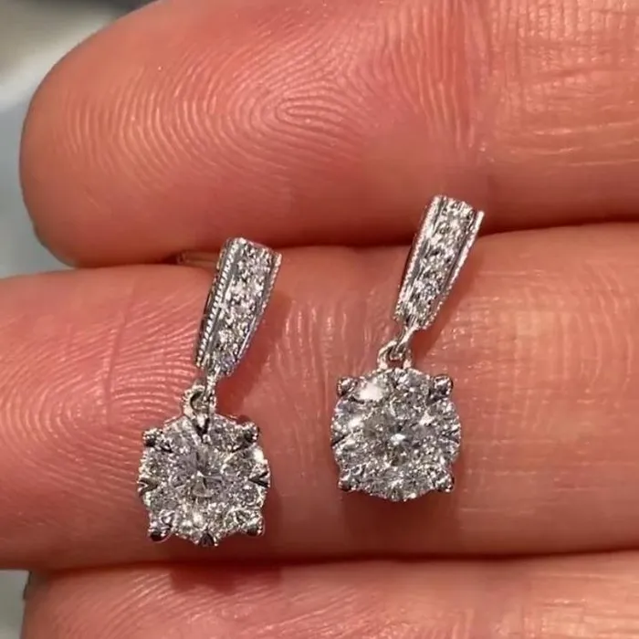 35CT Round Cut 925 Sterling Silver Drop Earrings Shineofidamond Earrings 35CT Round Cut 925 Sterling Silver Drop Earrings Shineofidamond Earrings