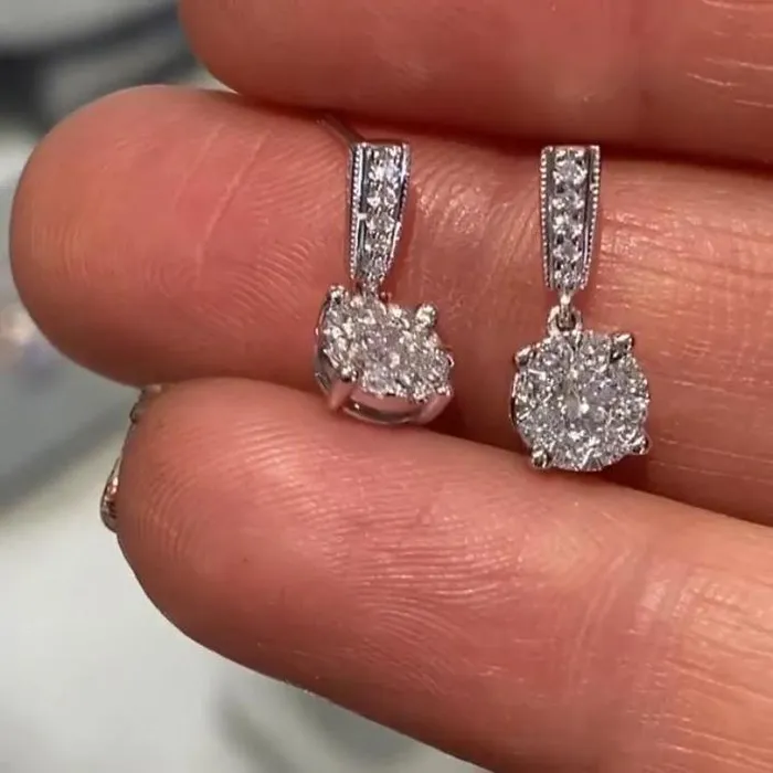 35CT Round Cut 925 Sterling Silver Drop Earrings Shineofidamond Earrings 35CT Round Cut 925 Sterling Silver Drop Earrings Shineofidamond Earrings