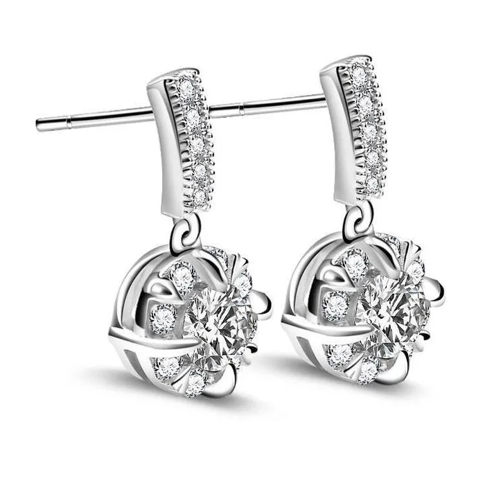 35CT Round Cut 925 Sterling Silver Drop Earrings Shineofidamond Earrings 35CT Round Cut 925 Sterling Silver Drop Earrings Shineofidamond Earrings