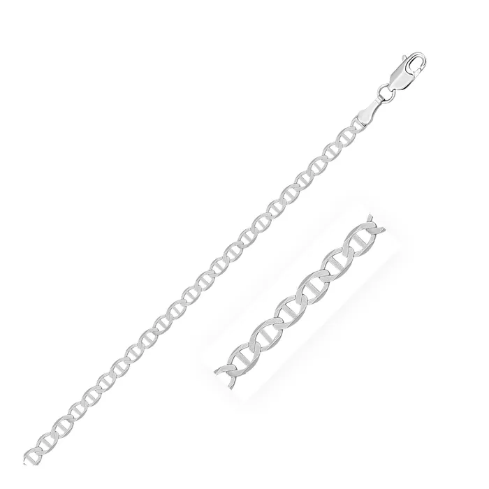 35mm Sterling Silver Rhodium Plated Flat Mariner Chain MayaMila Rings