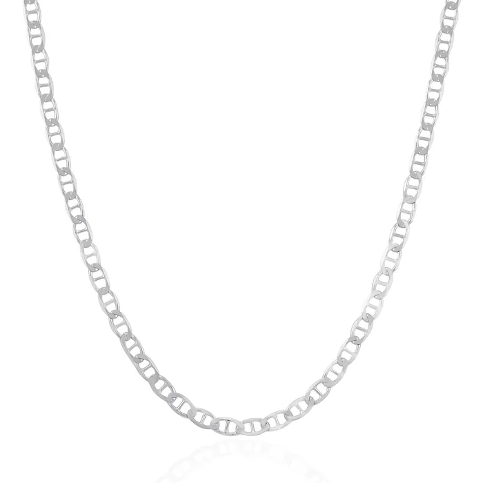 35mm Sterling Silver Rhodium Plated Flat Mariner Chain MayaMila Rings