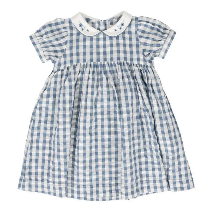 Analogie Earrings Analogie Gingham Dress Short Sleeve Bright Blue