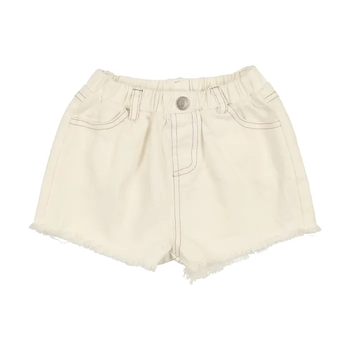 Analogie Fringe Denim Track Shorts Structured White Denim Analogie Rings