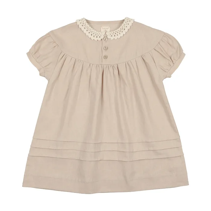 Analogie Linen Dress Short Sleeve Oat Analogie Earrings