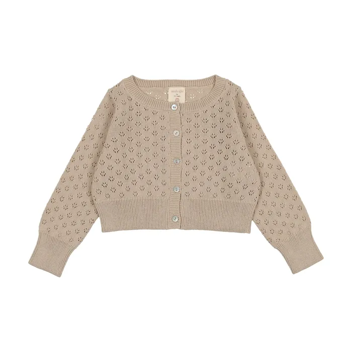Analogie Pointelle Cardigan Taupe Analogie Earrings