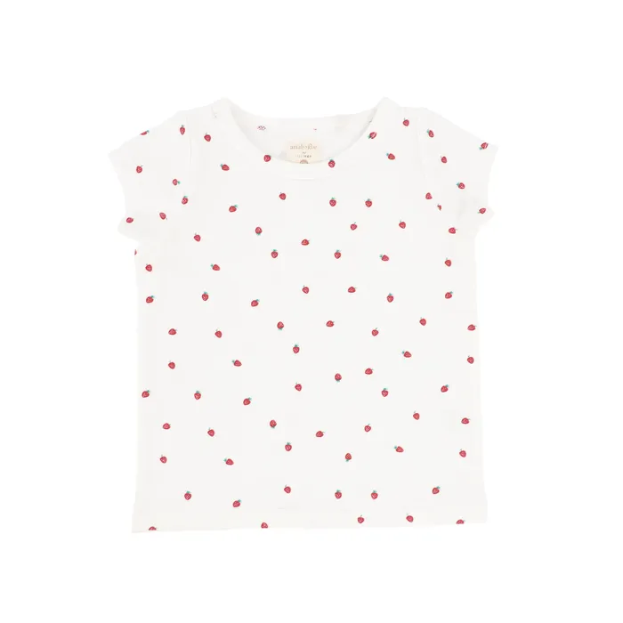Analogie Strawberry TShirt Short Sleeve White Analogie Rings