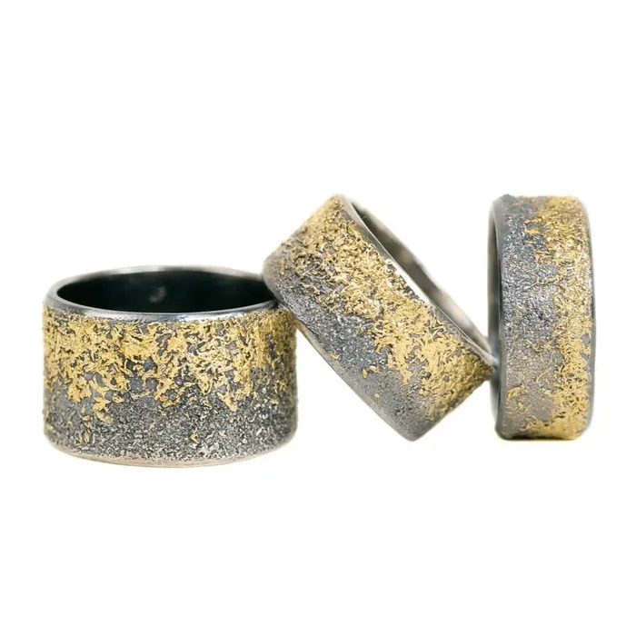 Black and Gold Dusted Band Kate Maller Rings