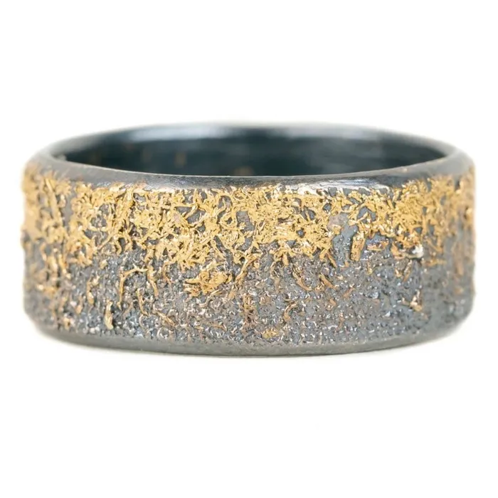 Black and Gold Dusted Band Kate Maller Rings