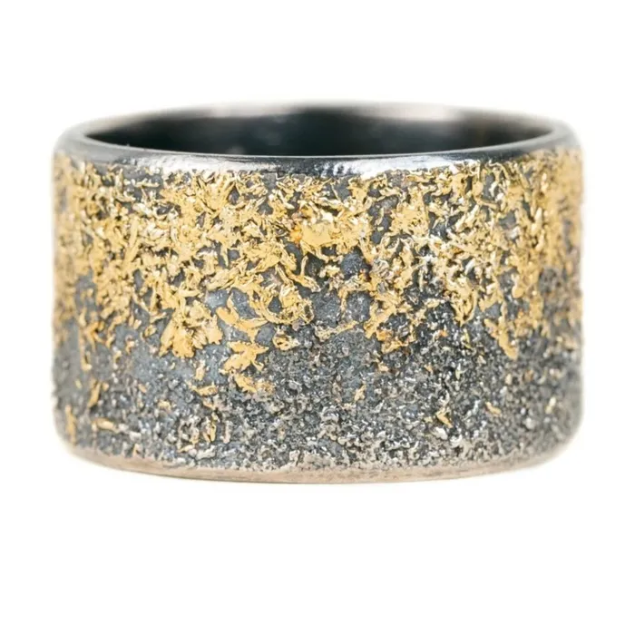 Black and Gold Dusted Band Kate Maller Rings