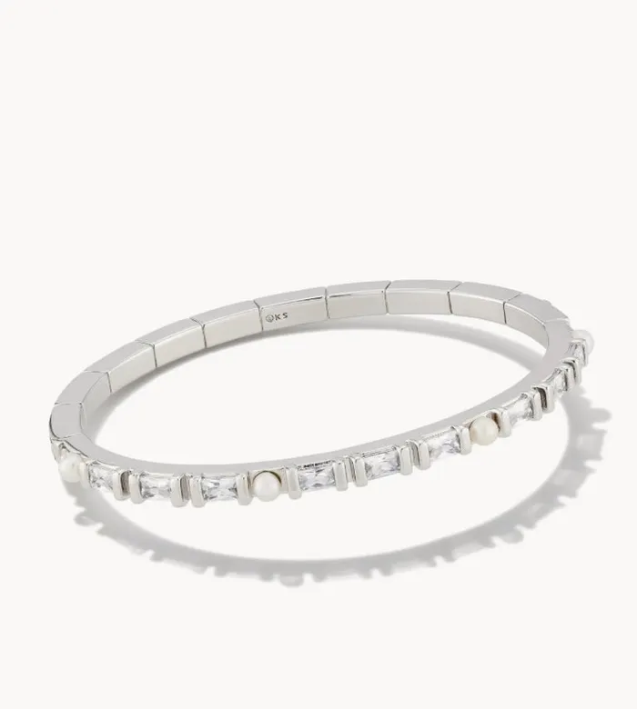 Bracelets Kendra Scott Kendra ScottGracie Silver Bangle Bracelet in White Mix SM 9608856716