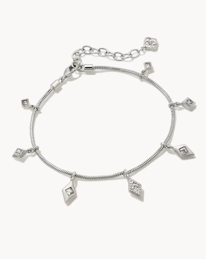Bracelets Kendra Scott Kendra ScottKinsley Silver Delicate Chain Bracelet in White Crystal 9608853950 Bracelets Kendra Scott Kendra ScottKinsley Silver Delicate Chain Bracelet in White Crystal 9608853950
