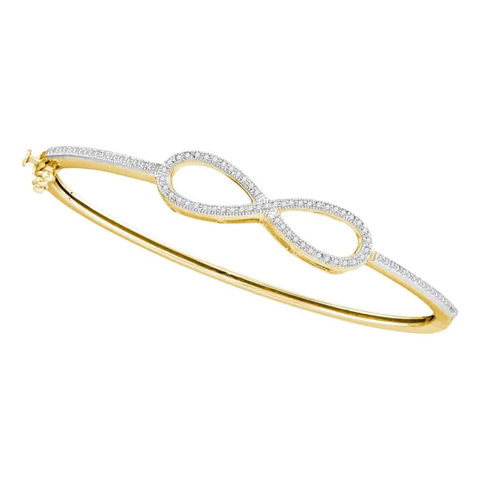 Bracelets mayamila 10kt Yellow Gold Womens Round Diamond Infinity Love Bangle Bracelet 13 Cttw Bracelets mayamila 10kt Yellow Gold Womens Round Diamond Infinity Love Bangle Bracelet 13 Cttw