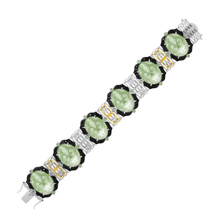 Bracelets MayaMila 18k Yellow Gold Sterling Silver Amethyst Tsavorite Diamond Bracelet Bracelets MayaMila 18k Yellow Gold Sterling Silver Amethyst Tsavorite Diamond Bracelet