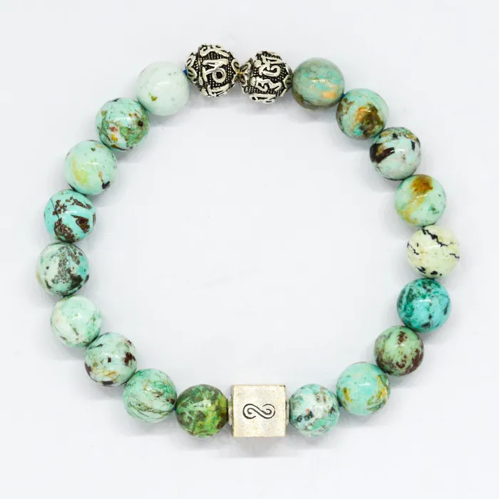 Bracelets MF Peru Turquoise Infinity Round Silver Bracelet 8 MM