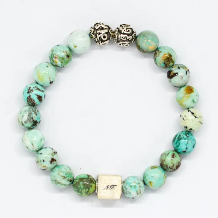 Bracelets MF Peru Turquoise Infinity Round Silver Bracelet 8 MM