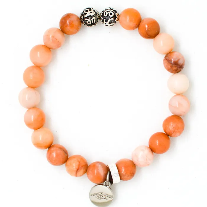 Bracelets MF Pink Aventurine Silver Bead Bracelet 8 MM